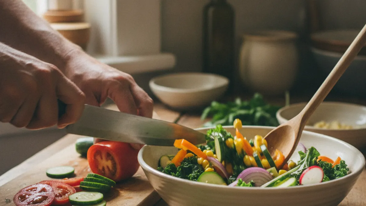 Bowl d'été végétal préparé avec des légumes frais et colorés