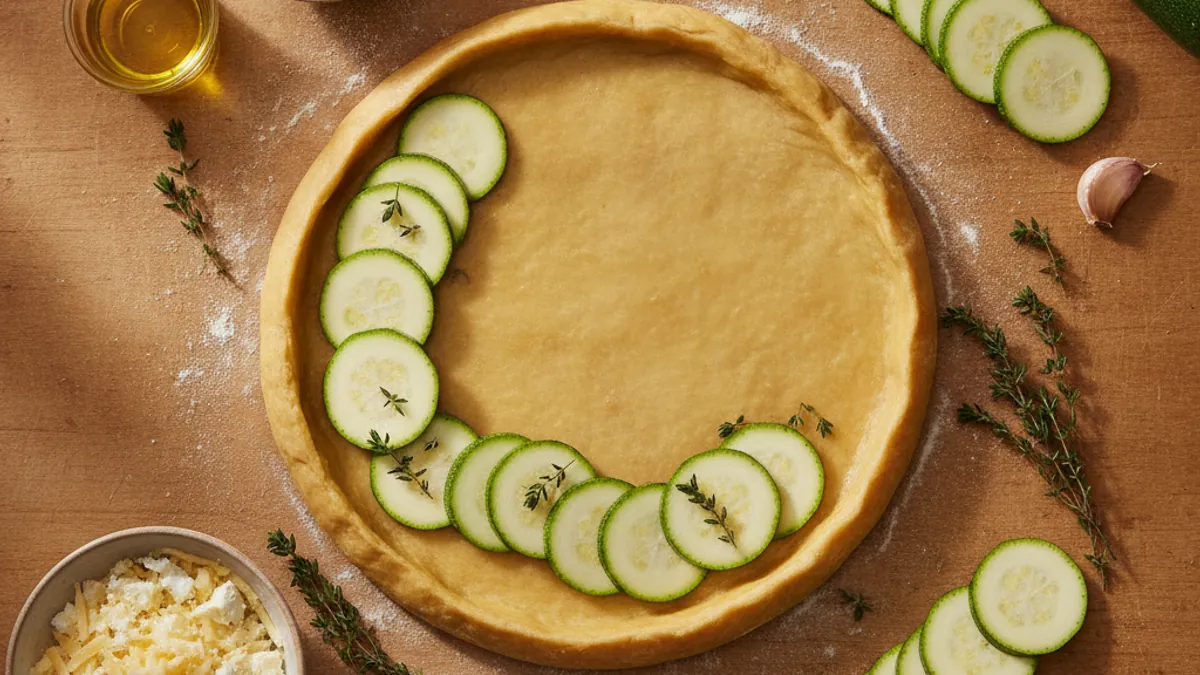 Recette tarte rustique courgettes, moutarde et fromage pour 4 personnes