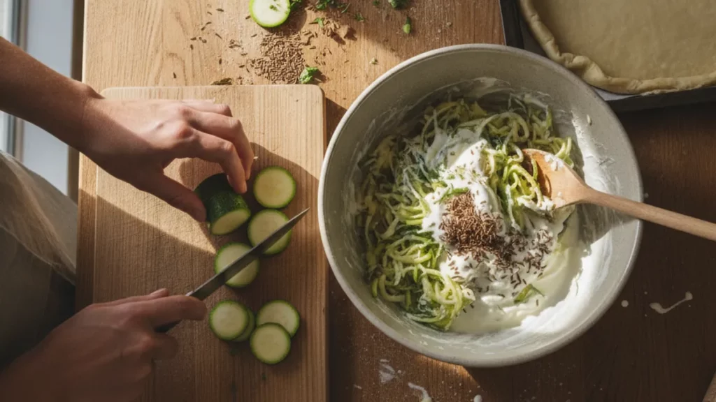 Tarte rustique aux courgettes au cumin et yaourt, recette saine pour la famille